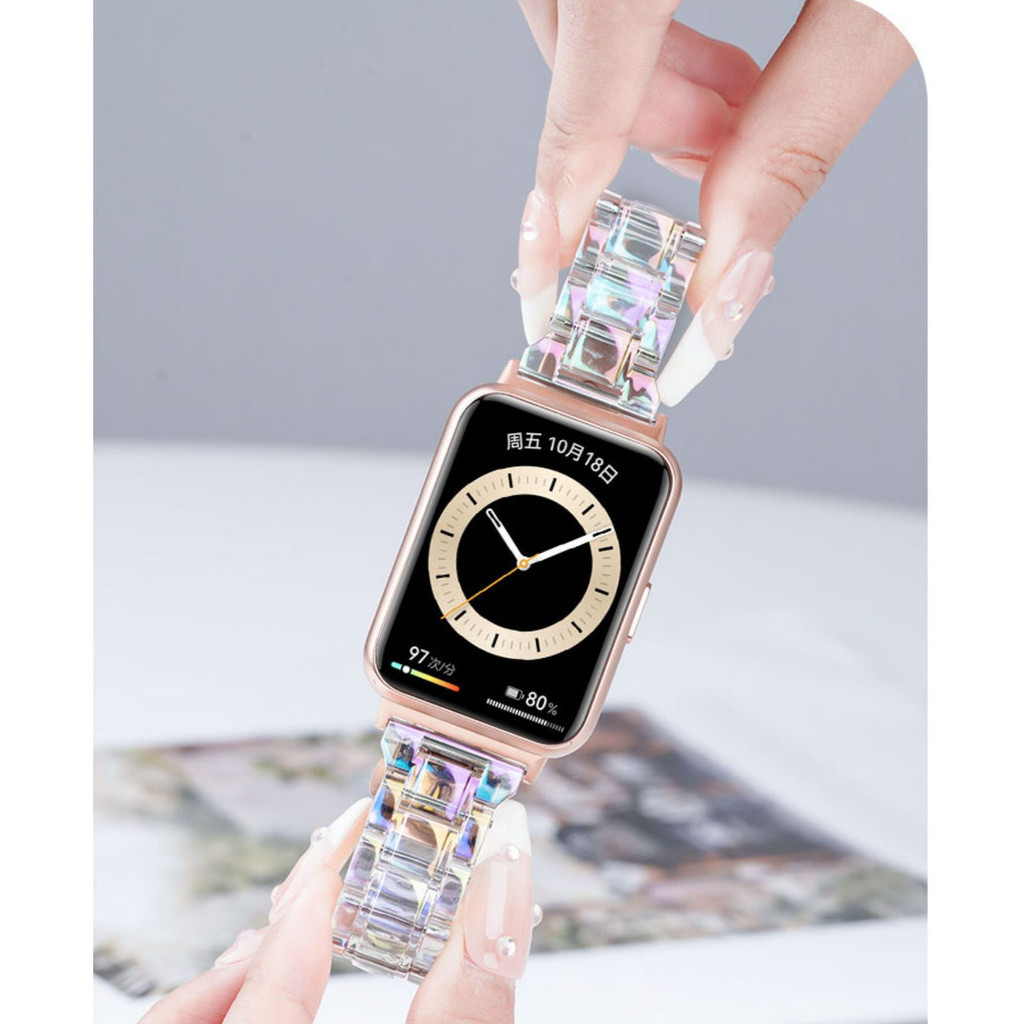 Laser Rainbow Transparent Acrylic Strap for Huawei Watch Fit 3 / Huawei