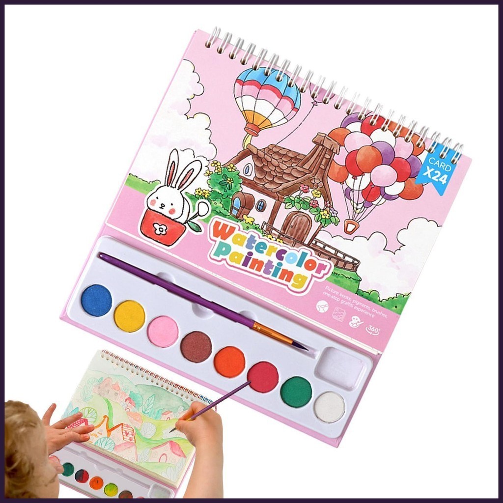 Travel Pocket Watercolor Kit Drawing Kit With 24 Pages 8 Colors Travel ...