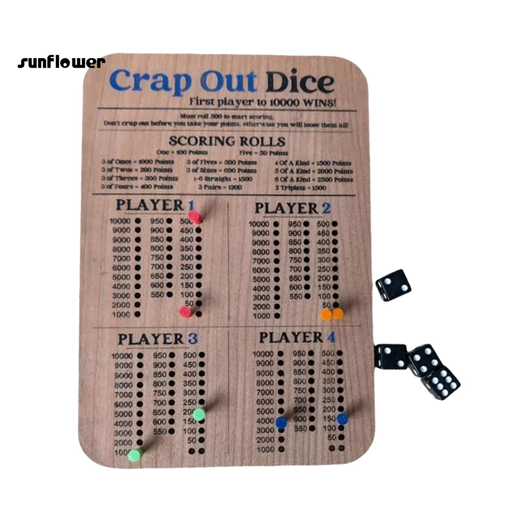 SU Dice Scoreboard Set Strategic Dice Game Set Wooden Dice Game