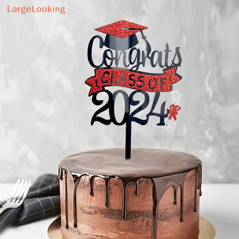 Class Of 2025 Cake Topper, Congrats Grad Cake Decoration, High School/College/University Graduation Party Decorations Supplies, Blue Gold And Silver