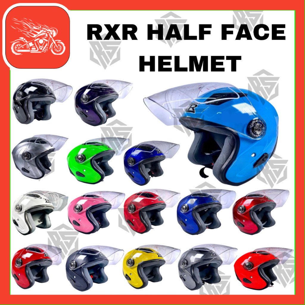 MOTORCYCLE HALF FACE HELMET RXR TITANIUM 007 & 066B-1 | Shopee Philippines