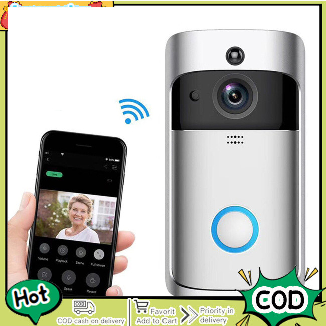 【In Stock】 V5 Wireless Smart Video Doorbell Camera HD WiFi Doorbell PIR
