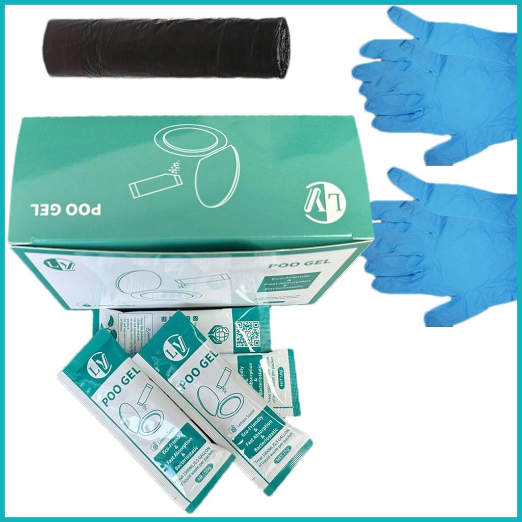 Poop Gel For Portable Toilet 20X Portable Poop Gel Powder With 2 Gloves Multifunctional Urine Solidifier With 15 Voijeph I.1201985280