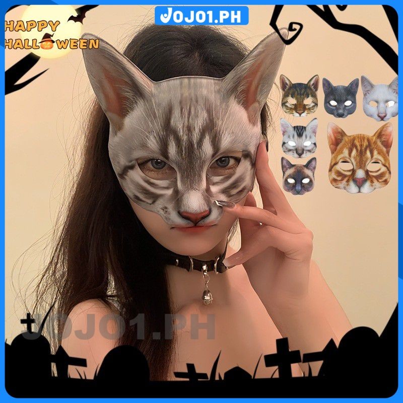 Simulated 3d Cat Mask Cartoon Half Face Dance Performance Face Mask ...