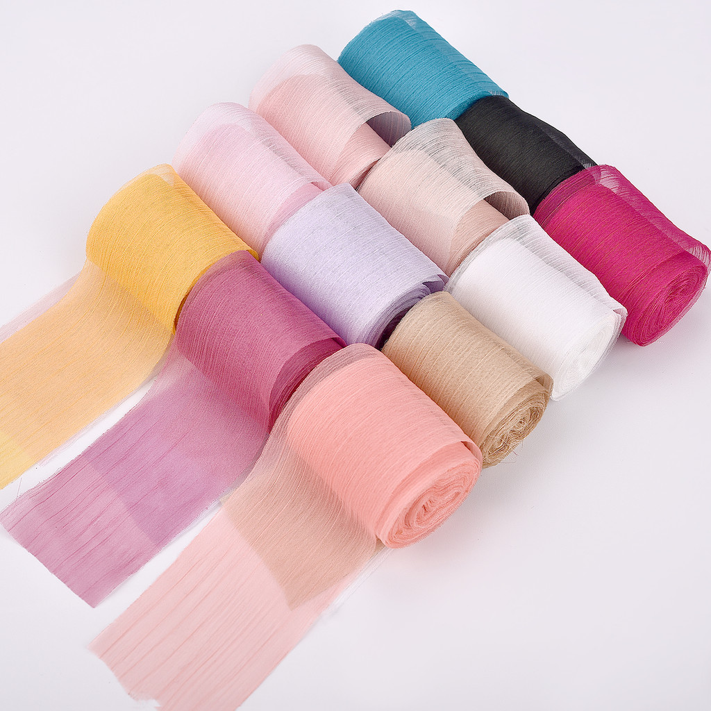 4cm*5 Yards Yarn Ribbon Wedding Wrinkle Mesh Accessories Bright Silk ...