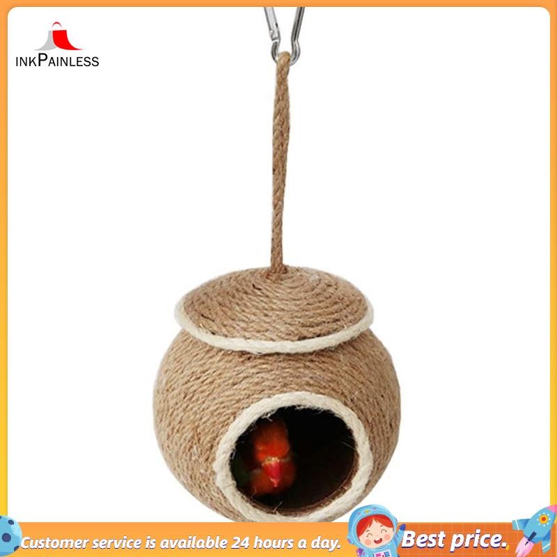 【inkpainless】Bird House Cage Toy Natural Coconut Fiber for Parrots Nest