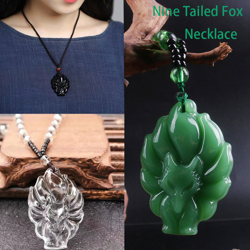 With String Natural Lucky and Wealth Nine Tail Fox Pendant Chain ...