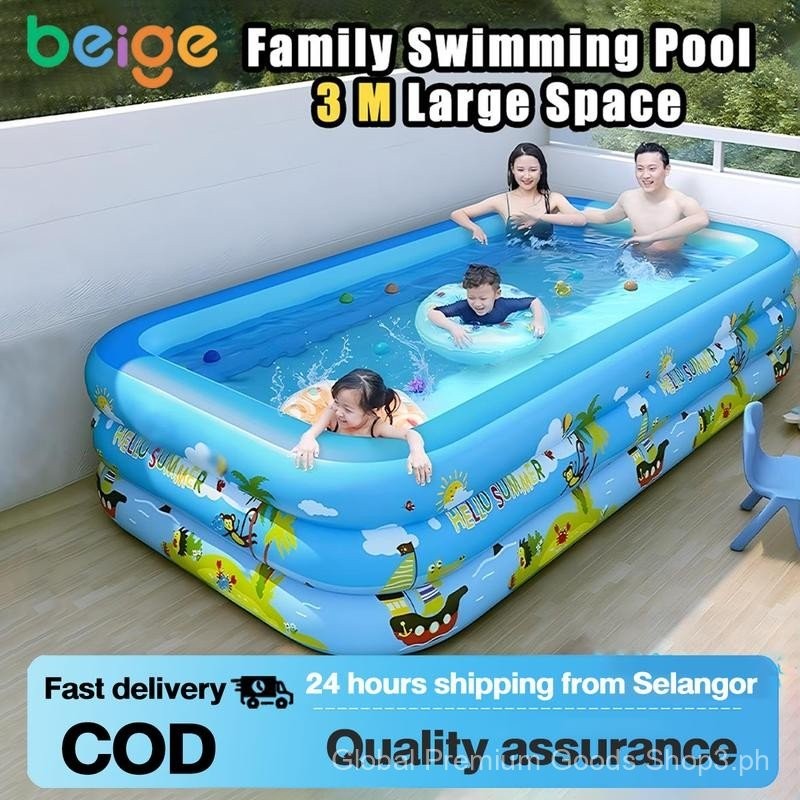 Beige Inflatable Swimming Pool Murah Extra Large Rectangle Kids Pool ...