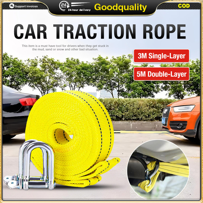 Heavy Duty Car Tow Rope with Metal Safety Hooks for Towing Cars ...