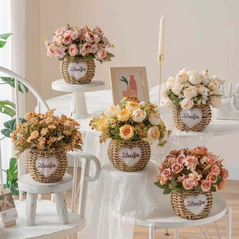 Flower Basket Living Room Artificial Flowers Simulation Flower ...