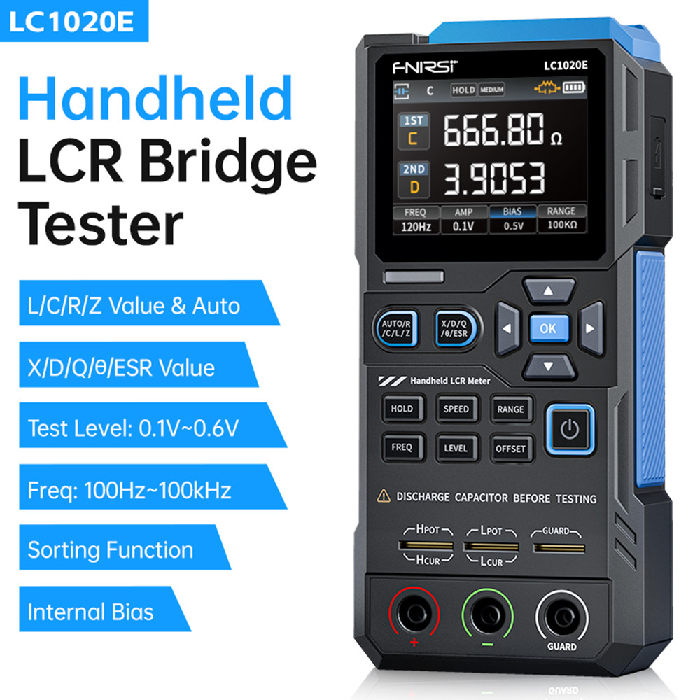 LC1020E Digitaler LCR-Brücken-Tester – 0,3% Genauigkeit, 2 Ports, 100 Hz–100 KHz, Für L/C/R/Z, Mit Datenlogging