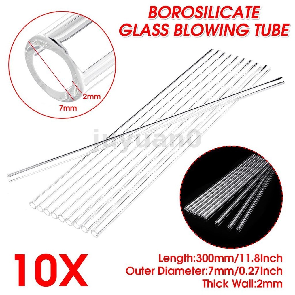 JUYUAN Length 300mm 10Pcs OD 7mm 2mm Thick Wall Borosilicate Glass ...