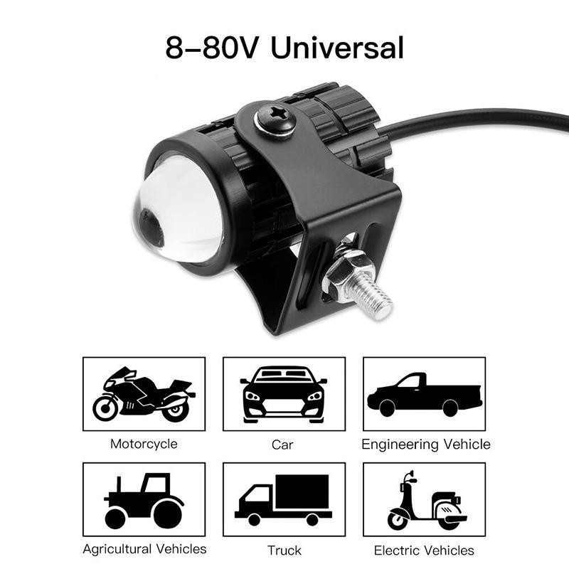 MIC 20W LED Motorcycle Spotlight Flash Modified Light Far Near ...