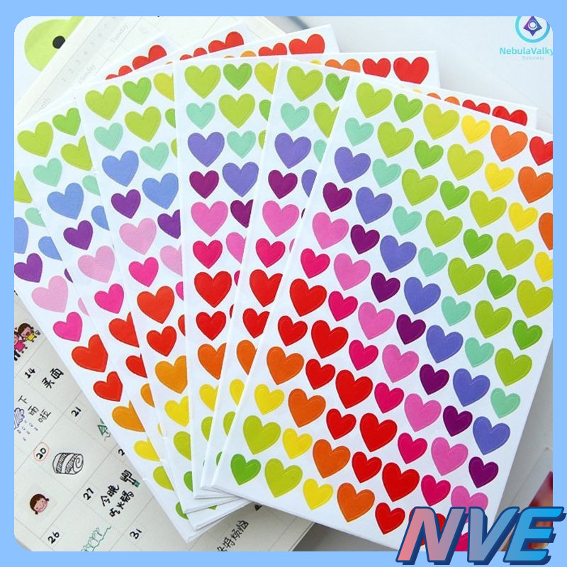 NVE Korean Colorful Heart Dot Sticker Album DIY Decoration Rainbow Five ...