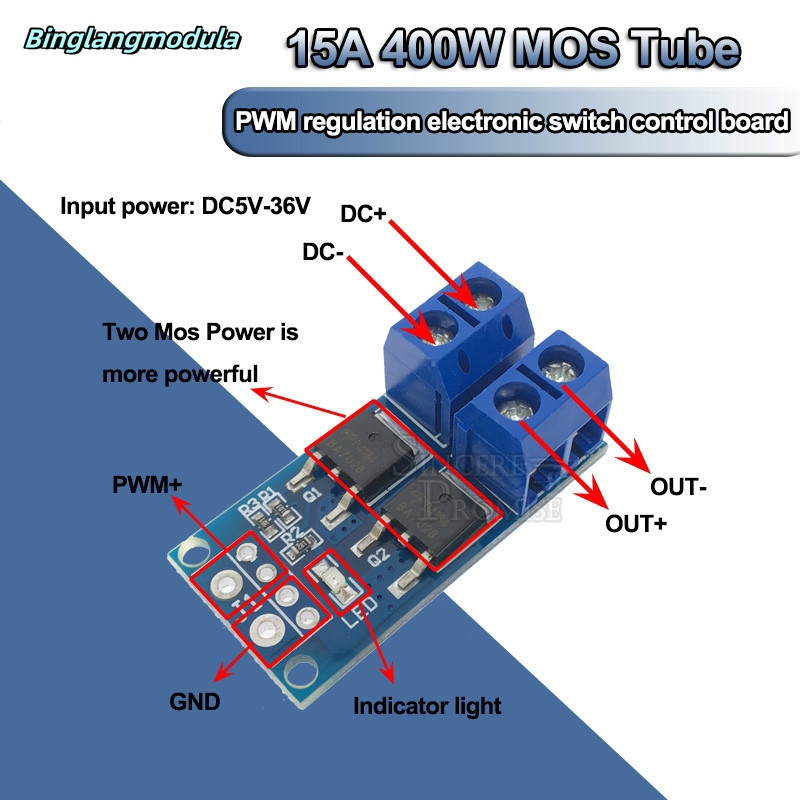 High Power 15A 400W MOS FET Trigger Switch Drive Module PWM Regulator ...