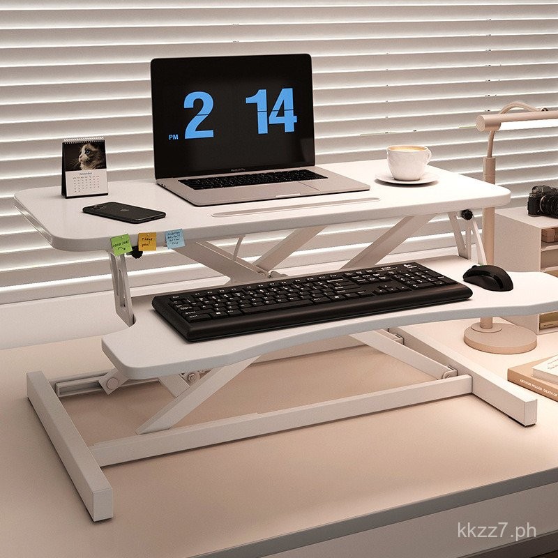 Standing Pneumatic Lifting Desk Office Workbench Computer Desk Riser ...