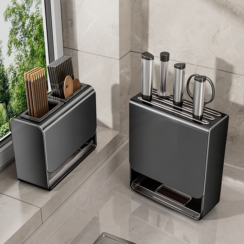 Kitchen Knife Storage Box Non-perforation Knife Holder Wall-mounted ...