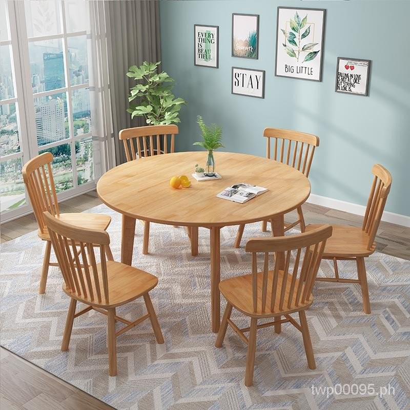 Nordic Solid Wood Round Table Home Dining Table and Chair Small ...