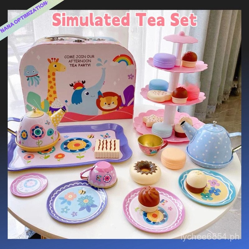 Children's exquisite family toy set, tin tea set, afternoon tea game ...