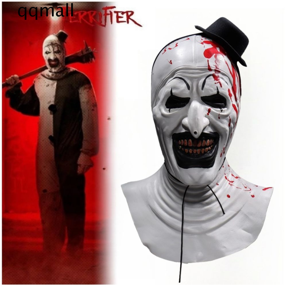 QQMALL Clown Cosplay Mask, Scary Bloody Full Face Latex Mask, Ghost