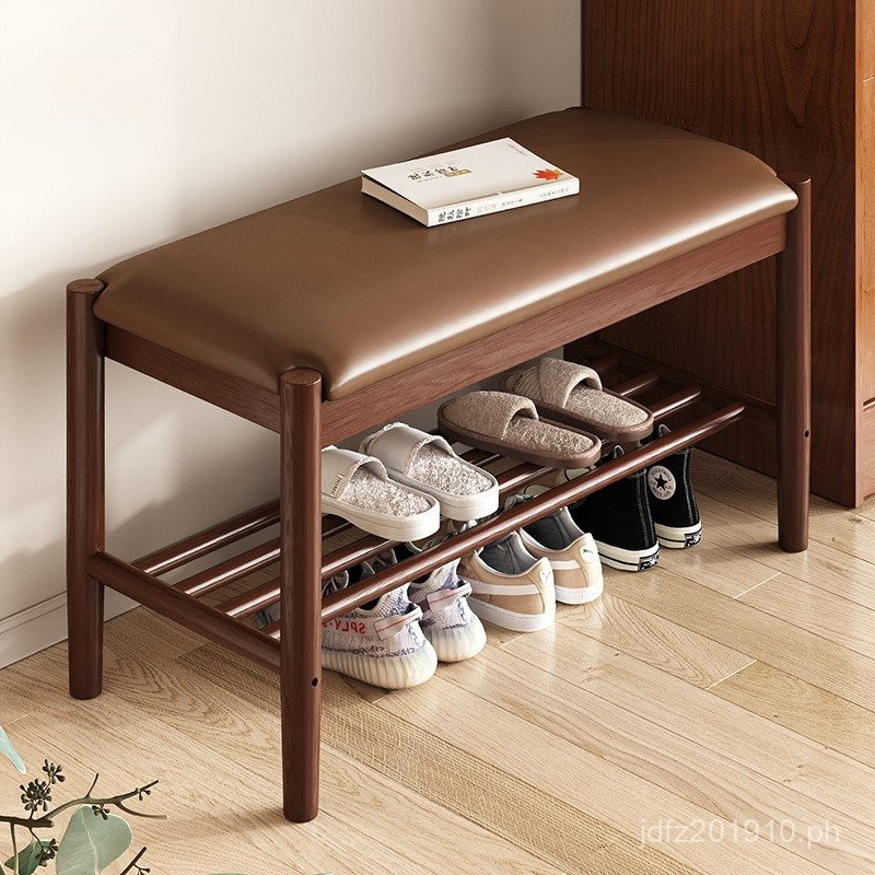 Integrated Sitting Stool, Sit-on Shoe Cabinet, Solid Wood Entrance Shoe ...