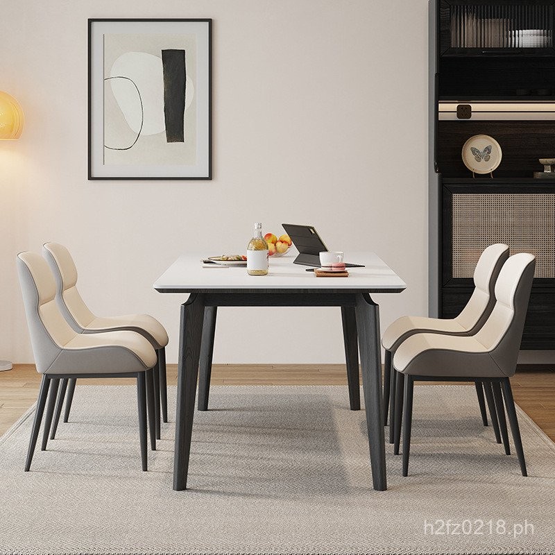 Dining Table for Home Use, All White Solid Wood Rock Board, Small ...