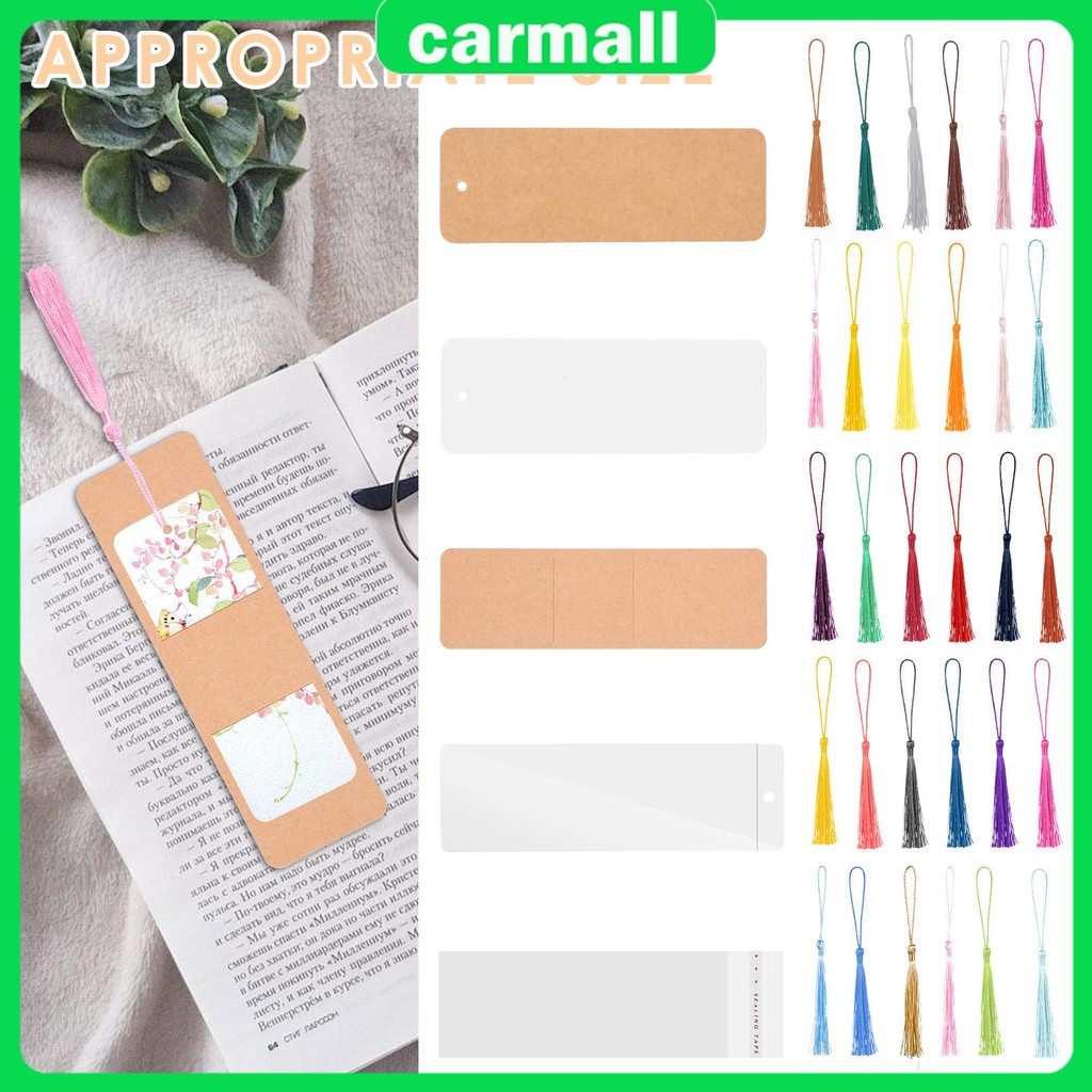DIY Paper Book Marks Kit Blank Bookmarks with Clear Bookmark Sleeve ...