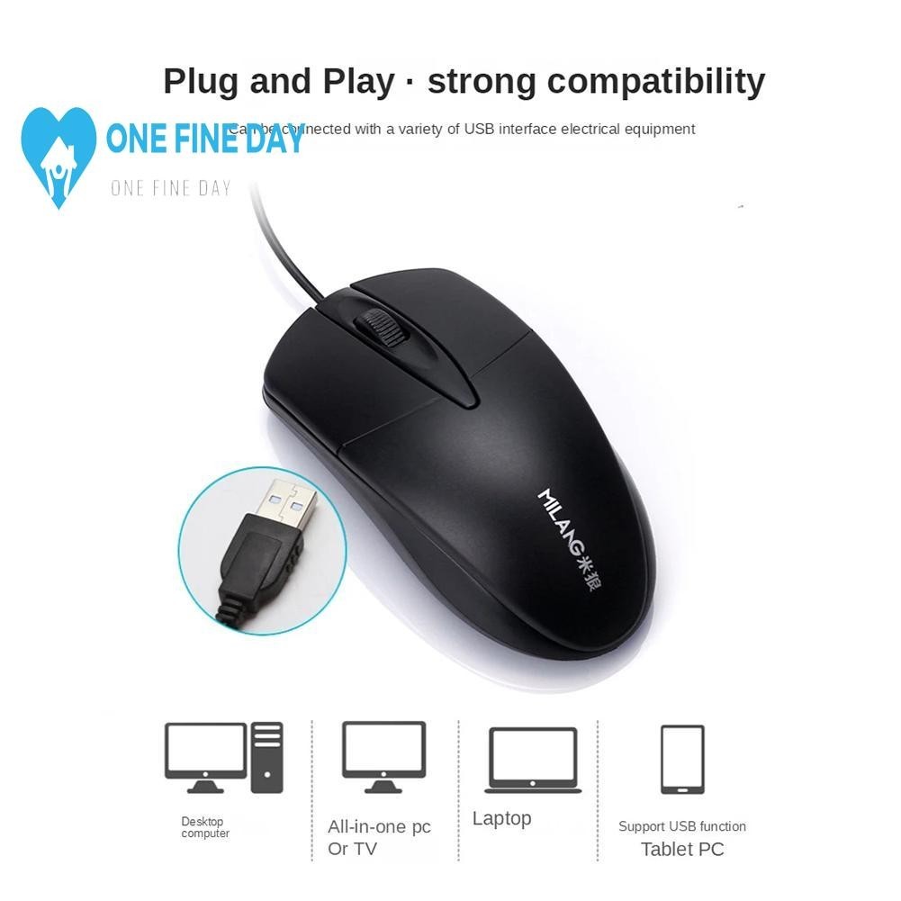 Wired Usb Mouse 1600 Cpi Ergonomic Design With High Resolution Optical ...
