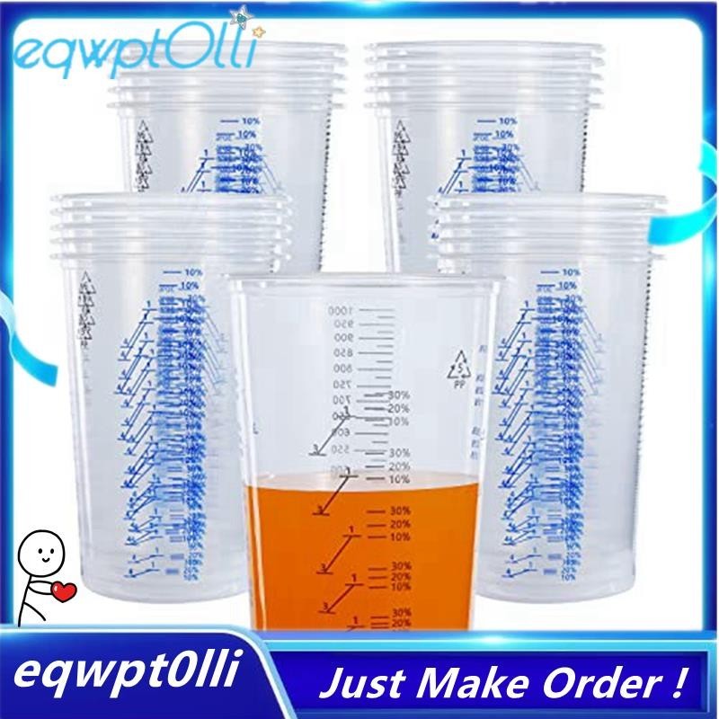 ^eQQ^32 Oz (1000Ml) Disposable Flexible Clear Graduated Plastic Mixing