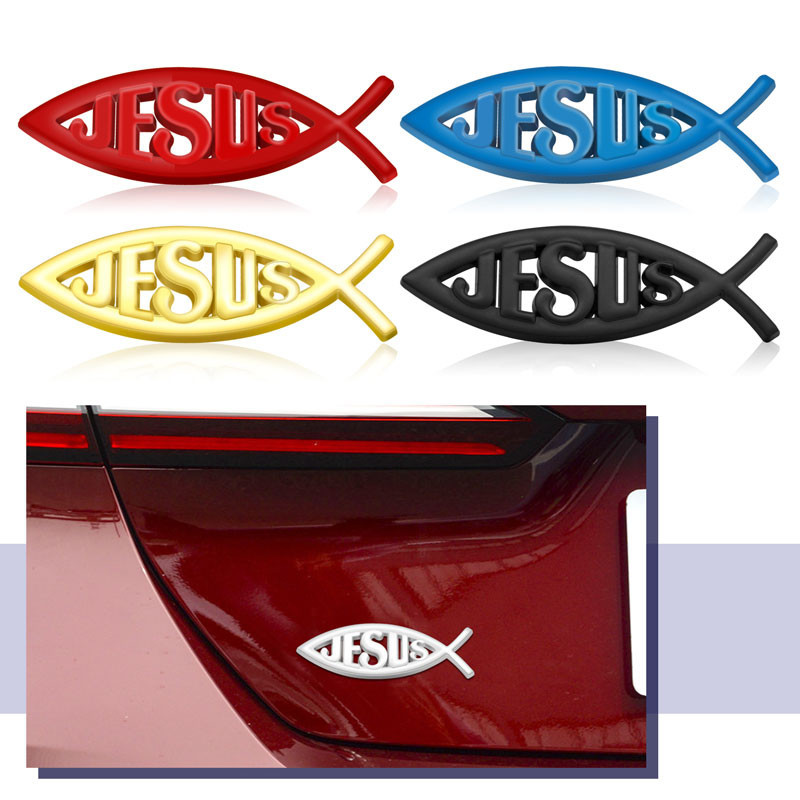 3D Chrome Metal Jesus Fish Symbol Logo Emblem Car Fender Rear Trunk ...
