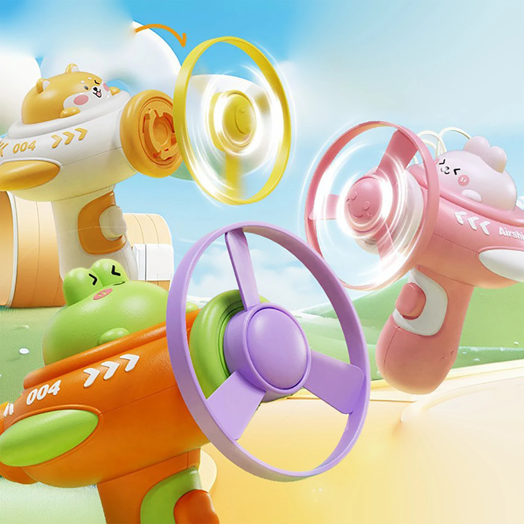 Bamboo Dragonfly Pistol Shooter Rotating Gyroscope Flying Saucer Gun