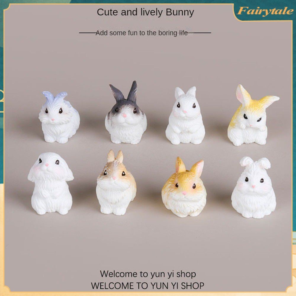 Mini Resin Rabbit Figurines Animal Miniature Fairy Garden Micro ...
