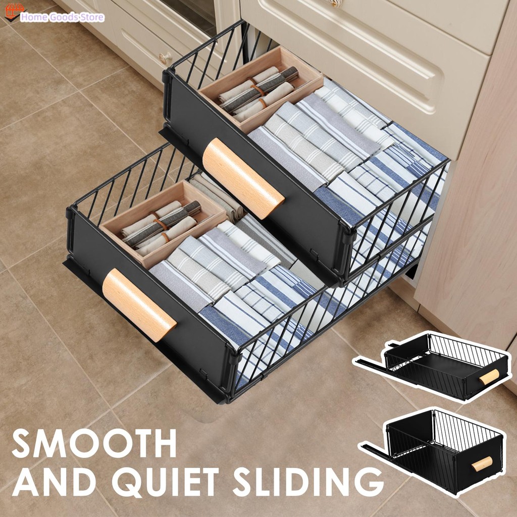 Slide Out Drawer Storage Shelf Metal Pull Out Cabinet Organizer ...