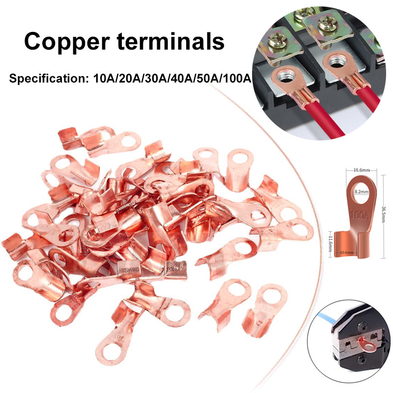 20pcs OT Series Terminal 10 20 30 40 50 100A Splice Wire Copper O shape ...