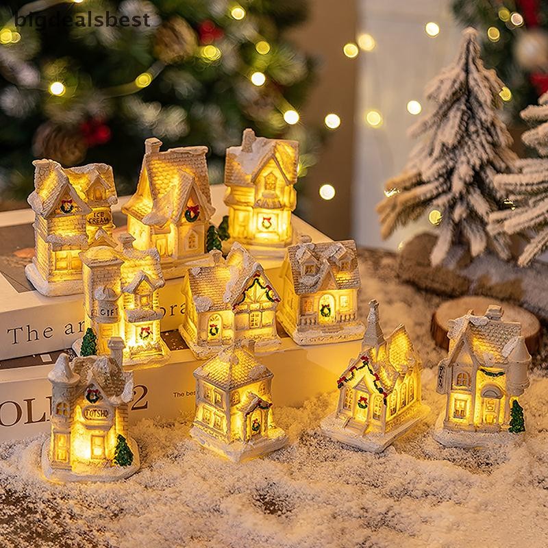 BDB Christmas Decorations Resin Small House Light Up Village House