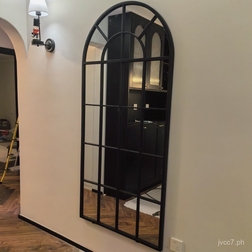 Retro French Wrought Iron Fake Window Partition Water Ripple Glass ...