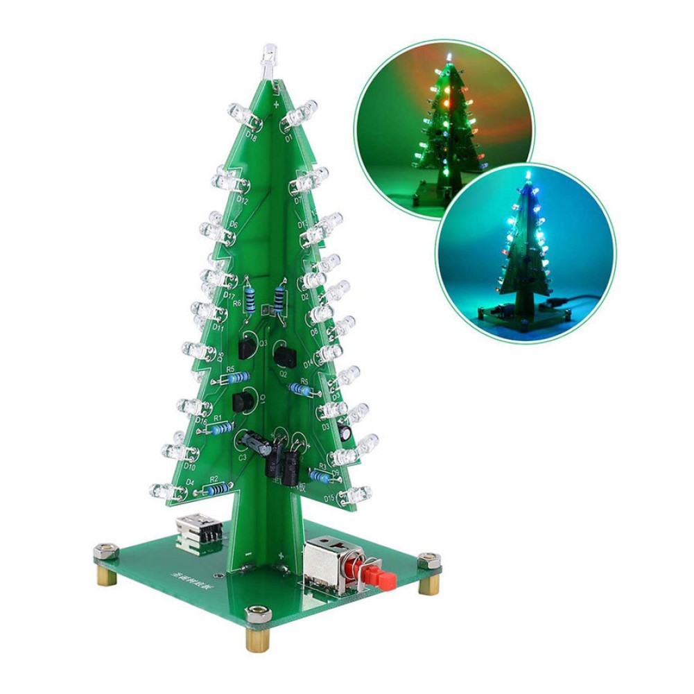 SUPER|DIY 3D LED Flash Circuit Kit Three-Dimensional Christmas Tree ...