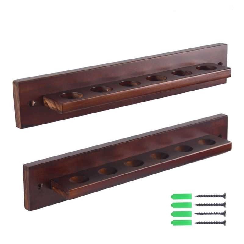 Solid Wood Cue Wall Mount6Hole6Billiard Cue Rack Billiard Room Billiard ...