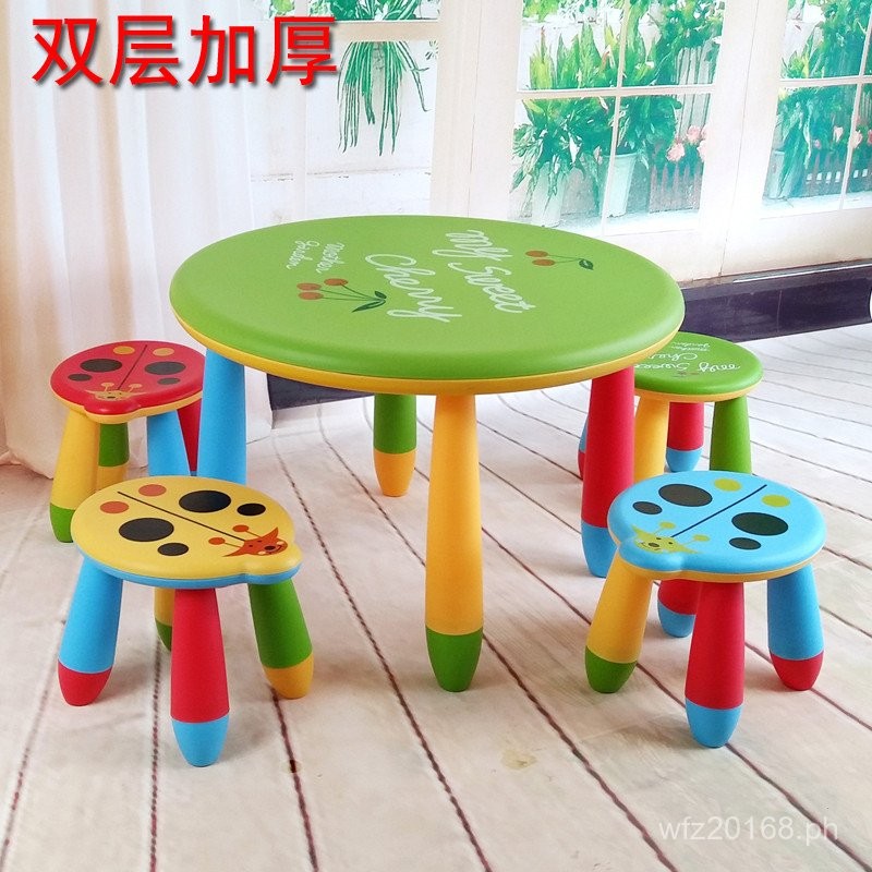 Table and Chair Kindergarten Round Table Thickened Double Layer ...