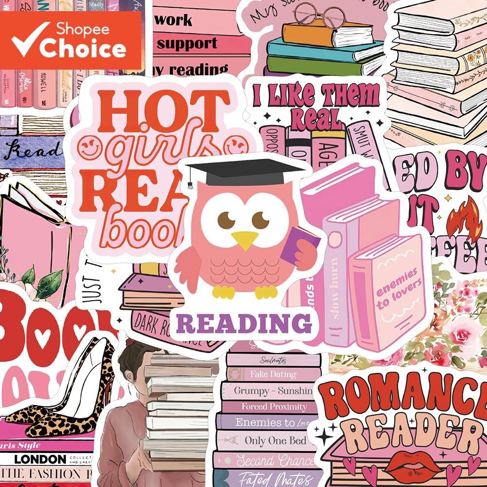 50Pcs Pink Bookish Stickers Cartoon Graffiti Stickers Waterproof PVC ...