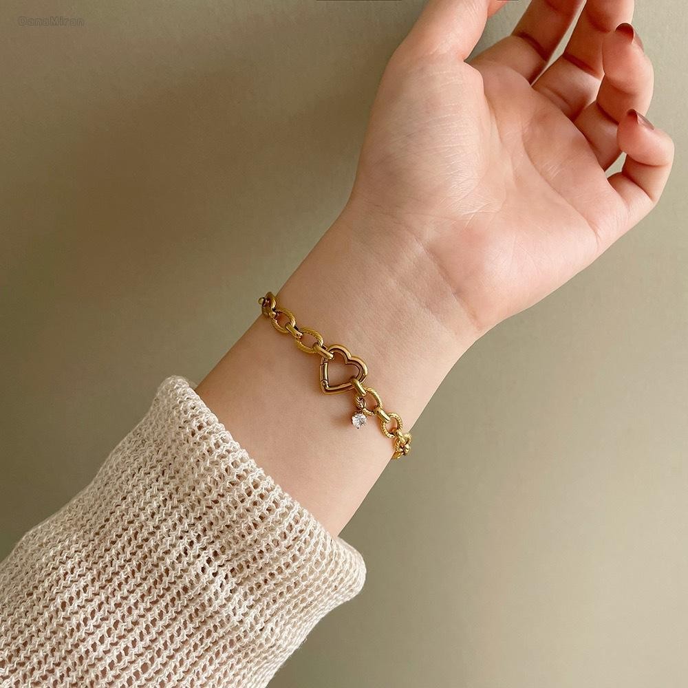 18K Gold Plated Heart Ball Link Chain Anklet Bracelet - Adjustable Stainless Steel Lobster Clasp 8 thumbnail image