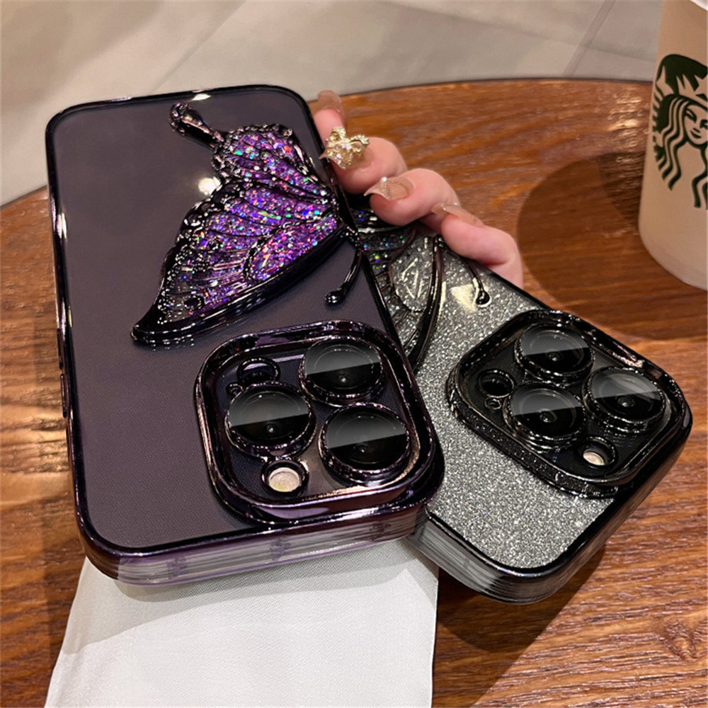 for Realme C67 C65 C15 C25 C25S C30 C30S C55 C53 C35 C33 C31 C21Y C25Y C21  C20 C11 V13 Q5 Q3 Q3i Quicksand Butterfly Holder Cases Glitter Soft Cover 