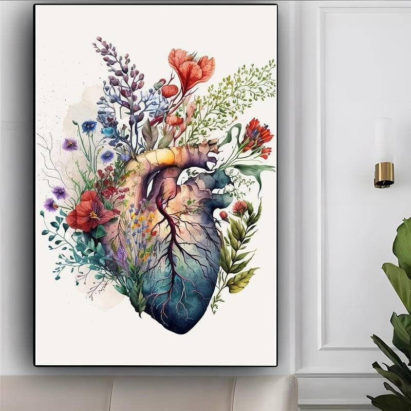 Heart Canvas Poster Anatomy Printable Anatomic Flower Medical Wall Art ...