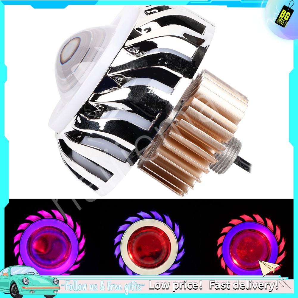Motorcycle LED Headlight New Waterproof Projector Lens Dual Angel Devil ...