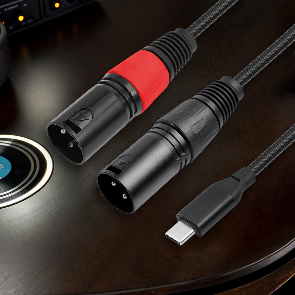 USBC to Dual XLR 3Pin Cable Braided Type C to XLR Male Output Stereo