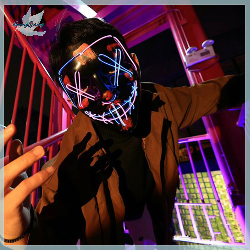 AmongSpring> Cyberpunk LED Neon Mask Adults Masque Grow In The Dark ...