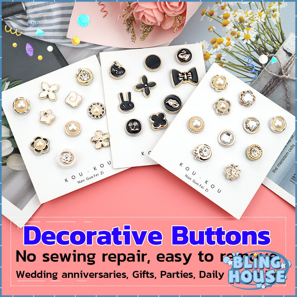 Bling Anti-Exposure Pearl Decorative Buttons Twist No Seam Button ...