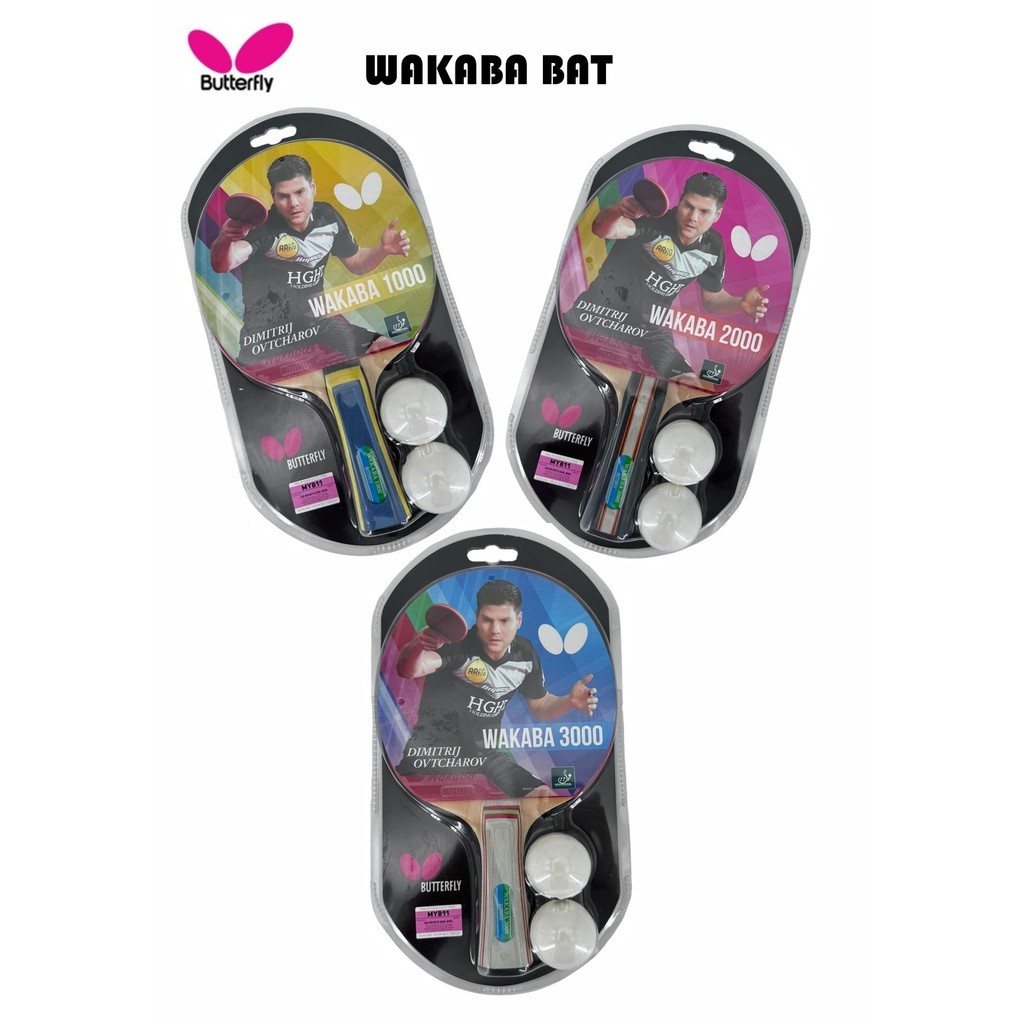 Butterfly Wakaba 1000/2000/3000 Table Tennis Racquet With 2 Balls ...