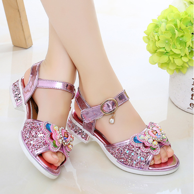 【ready stock】Fashion girls' rhinestones sandals Korean version soft ...