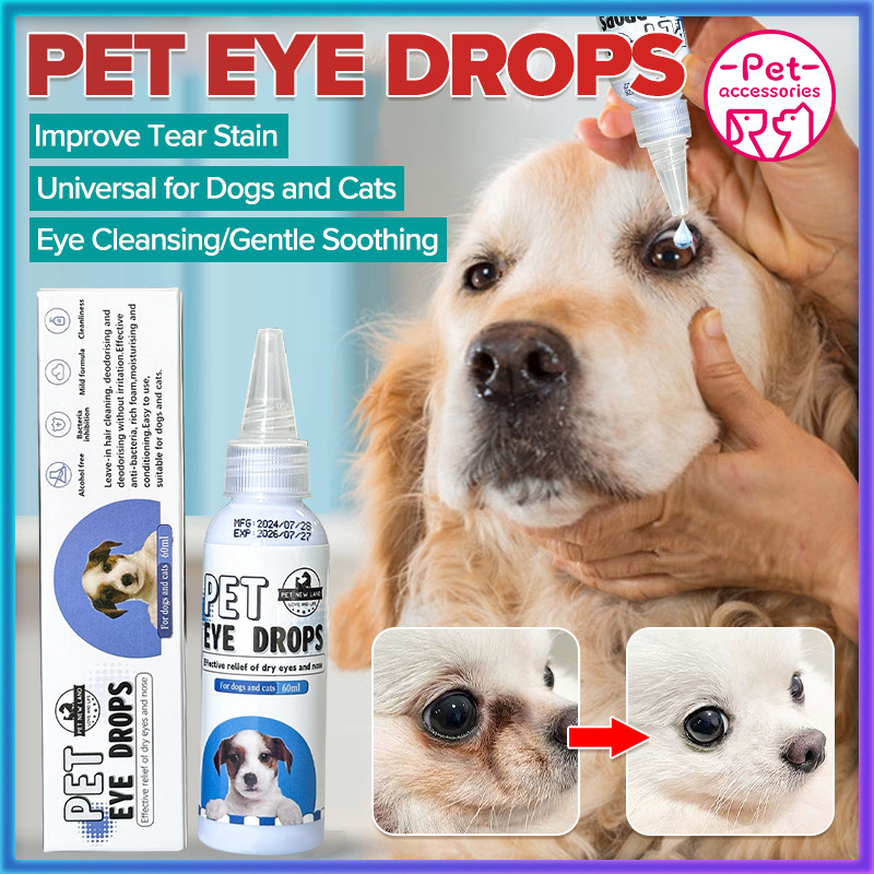 60ml Pet Eye Drops For Cleaning Cat Dog Tear Removal Cleaner | Shopee ...
